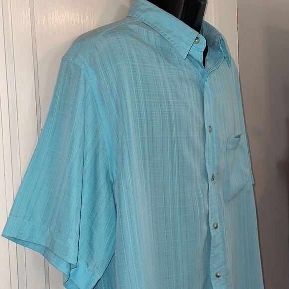 Roundtree & Yorke aqua blue modal/polyester short sleeve shirt - Picture 7 of 10
